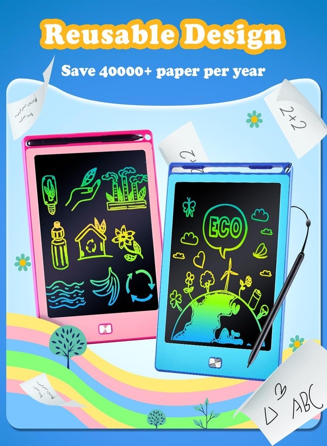 POPERFUN 2Pack LCD Writing Tablet for Kids, 8.5 Inch Doodle Board Drawing Pads Colorflu Reusable Toddler Girl Toys for Ages 3 4 5 6 7 8, Christmas Birthday Gift for Boy Girls in Blue and Pink - Image 5